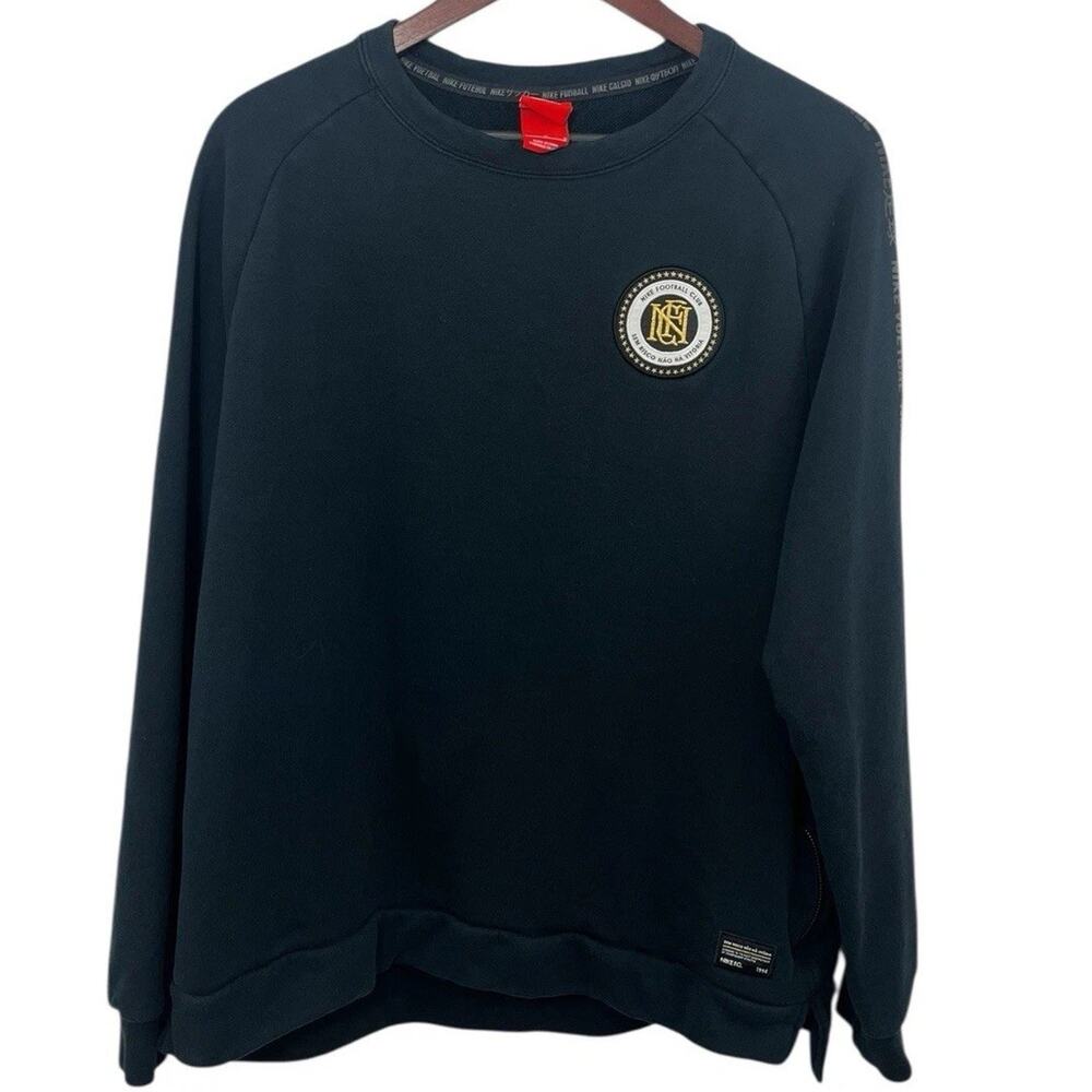 Men’s Nike Vintage Sweatshirt Large Black Football Club Pullover Zipper Crewneck